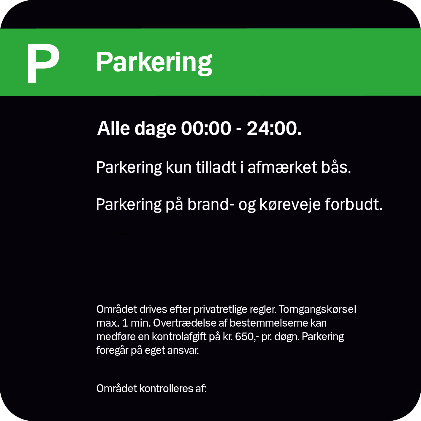 Fri parkerings skilt